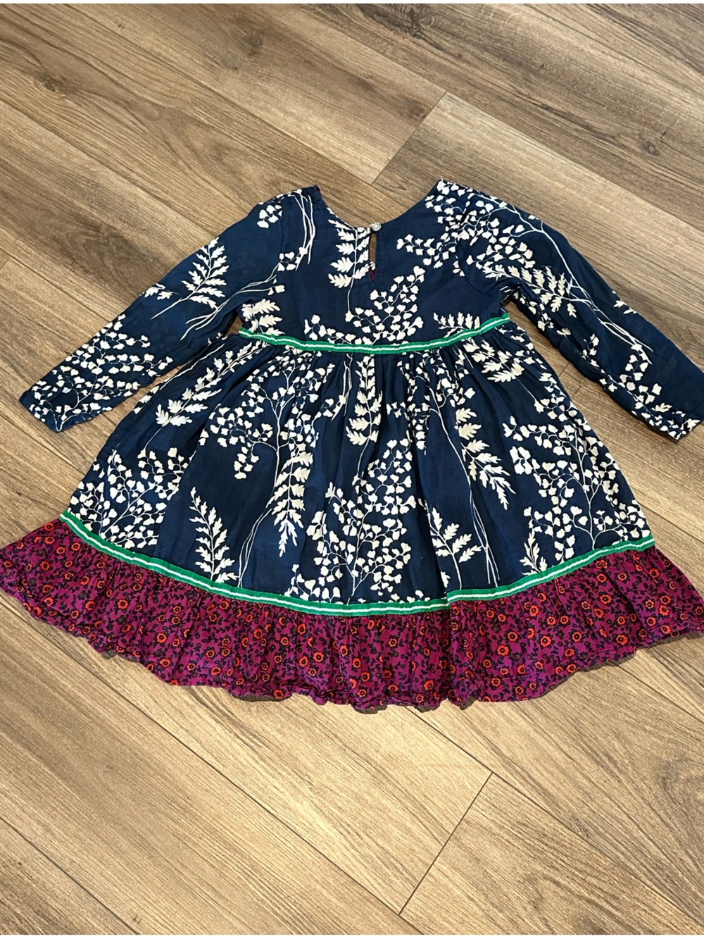 Pink Chicken Girls 8 Navy Floral Dress with Magenta Ruffle - Picture 6 of 7